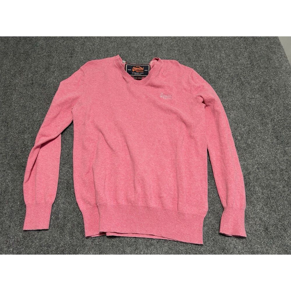 SUPERDRY Men Cashmere Blend Jumper Pullover Sweater Size L Orange Label Pink